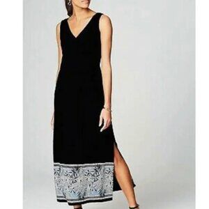 NWT J. Jill Wearever Collection Havana Dress Faux Wrap Black Floral Maxi S NEW